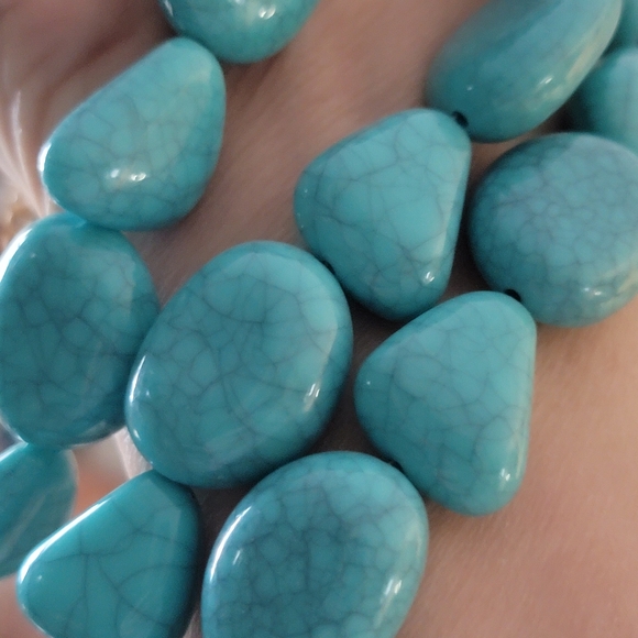 Turquoise Statement Necklace Multi Strand Boho Western Beaded - Picture 3 of 5